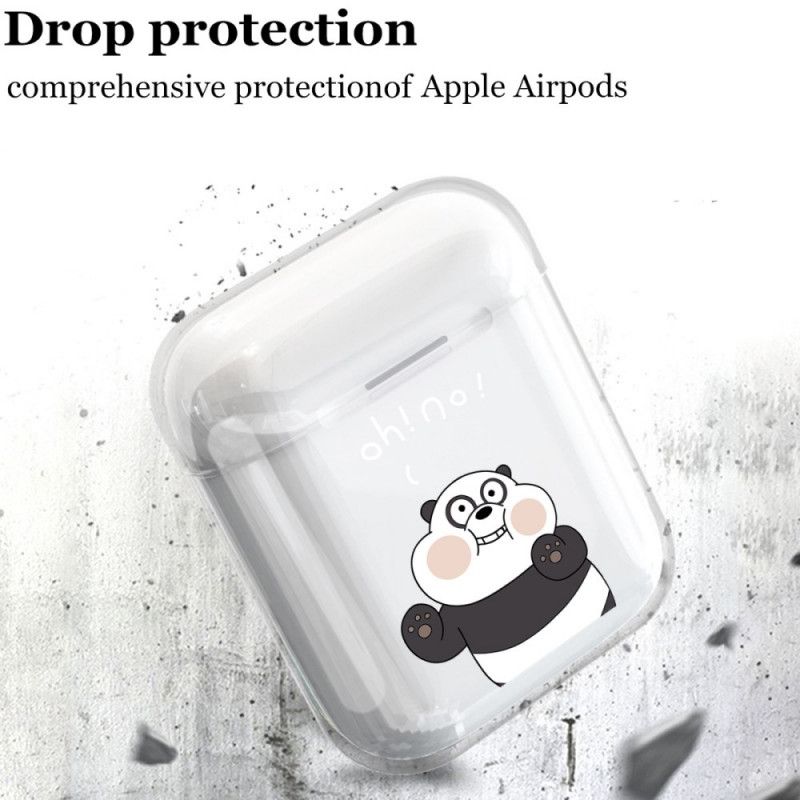 Etui AirPods Szary Biały Przezroczysta Silikonowa Seria Dla Zwierząt