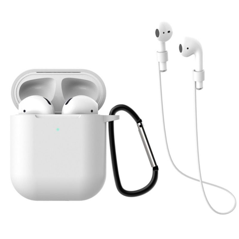 Futerały AirPods Biały Czarny Etui na Telefon Z Karabińczykiem I Sznurkiem