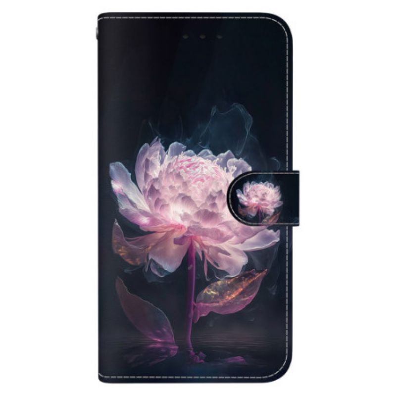 Etui Folio Do Sony Xperia 10 Vi Fioletowa Piwonia Z Paskiem