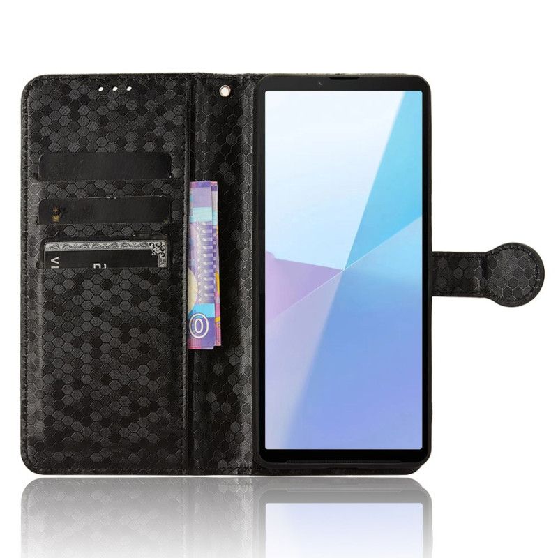 Skórzany Futerał Sony Xperia 10 Vi Etui Na Telefon Błyszczące Kropki Z Paskiem