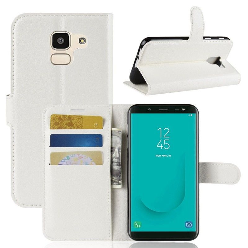 Etui Folio Samsung Galaxy J6 Biały Czarny Klasyczny Etui Ochronne