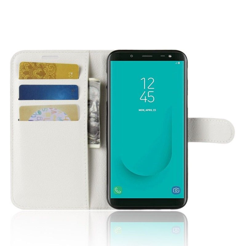 Etui Folio Samsung Galaxy J6 Biały Czarny Klasyczny Etui Ochronne