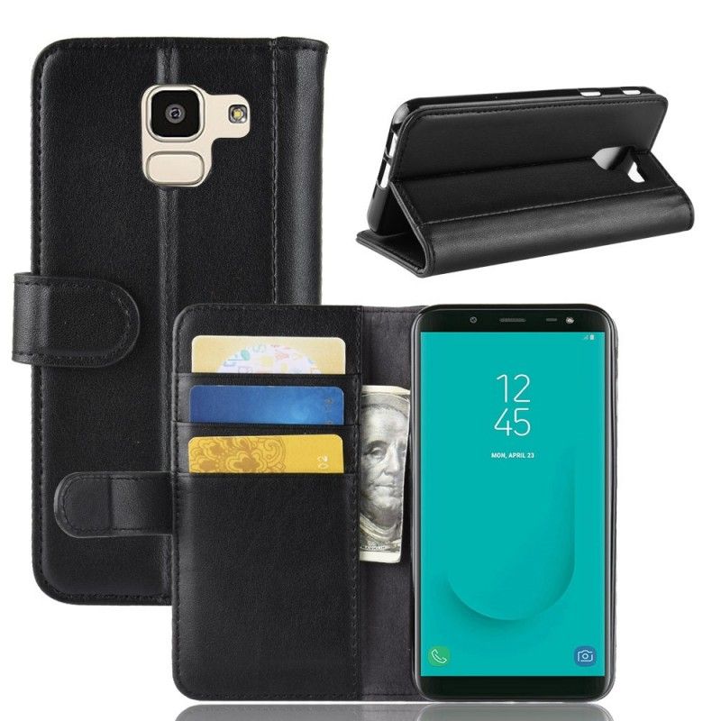 Etui Folio Samsung Galaxy J6 Brązowy Czarny Dwoina Skórzana