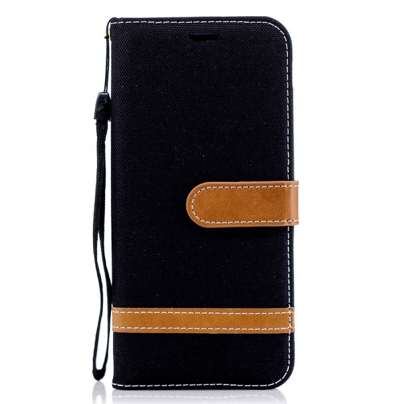 Etui Folio Samsung Galaxy J6 Szary Czarny Efekt Tkaniny I Skóry Etui Ochronne