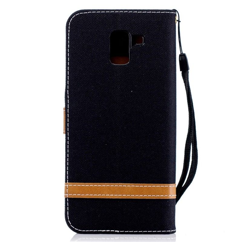 Etui Folio Samsung Galaxy J6 Szary Czarny Efekt Tkaniny I Skóry Etui Ochronne