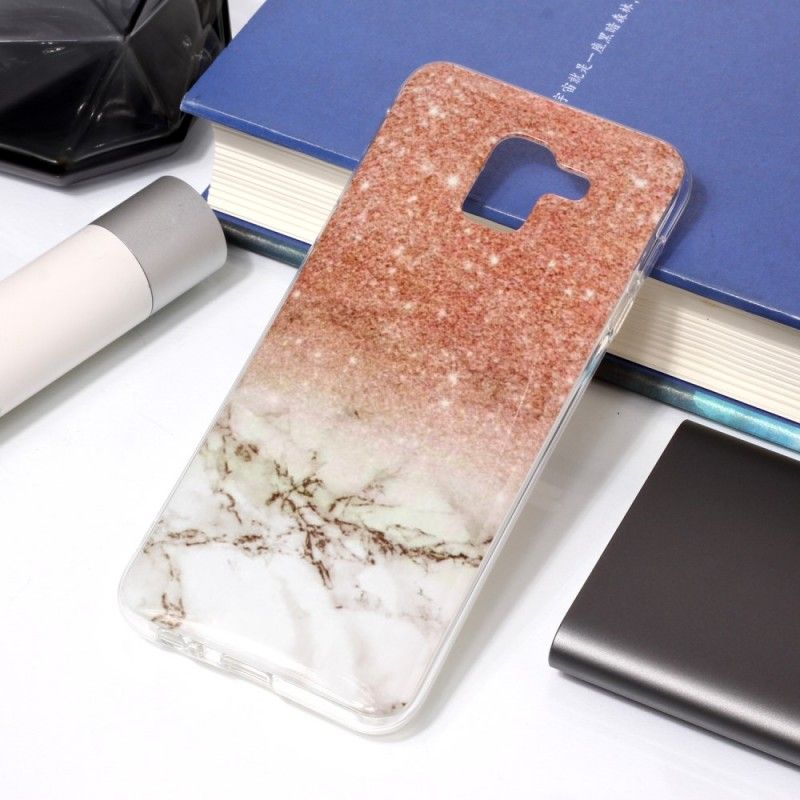 Etui Samsung Galaxy J6 Biały Czarny Marmurowy Brokat