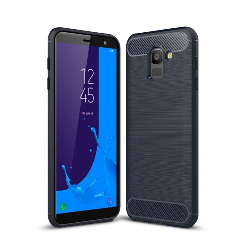 Etui Samsung Galaxy J6 Szary Czarny Szczotkowane Włókno Węglowe Etui Ochronne