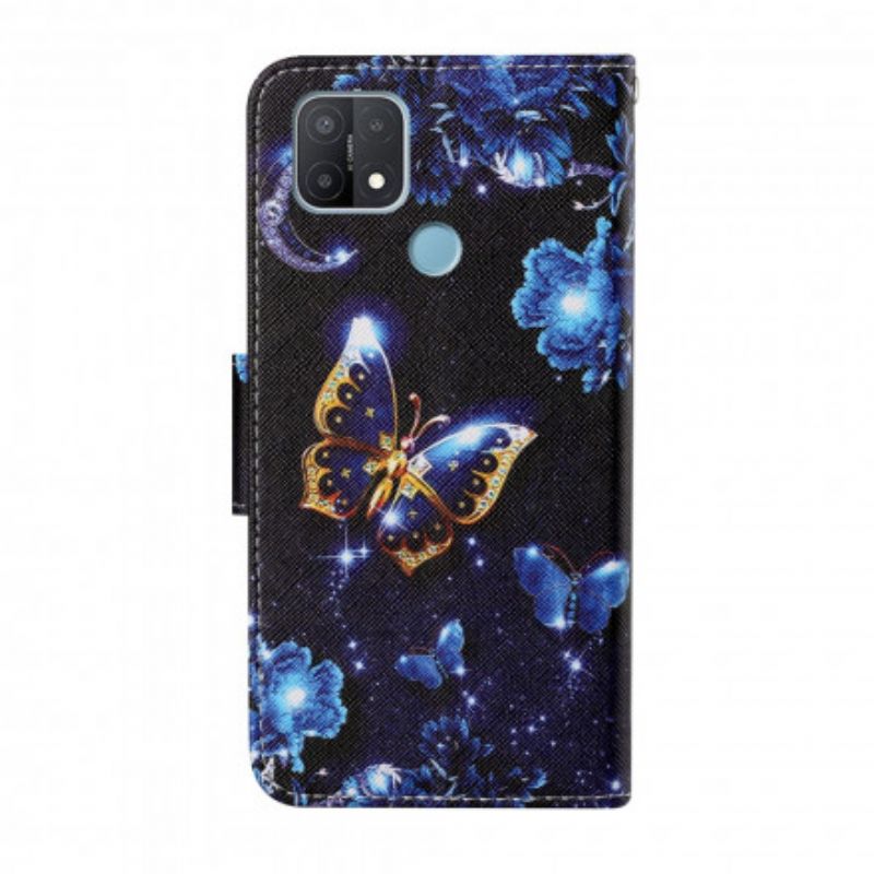 Etui Folio Oppo A15 Drogocenne Motyle Stringi Etui Ochronne