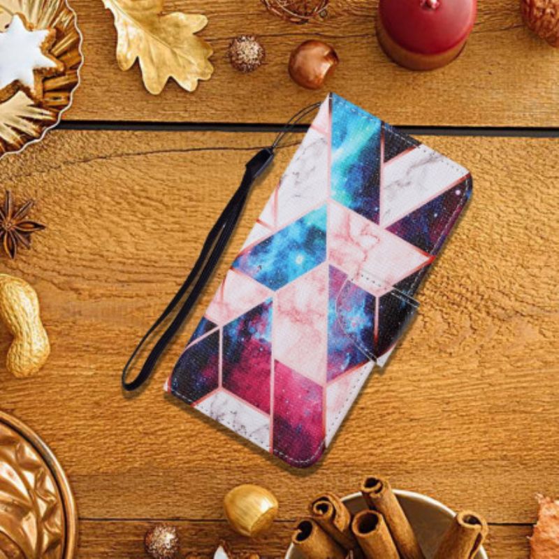 Etui Folio Oppo A15 Marmur Z Paskiem