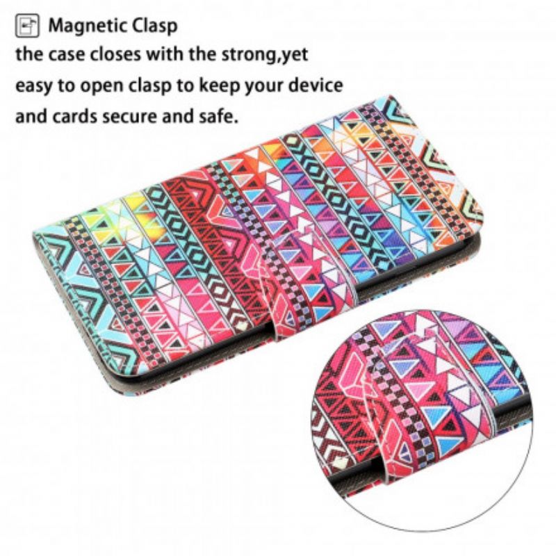 Etui Folio Oppo A15 Patchwork Z Paskiem Etui Ochronne