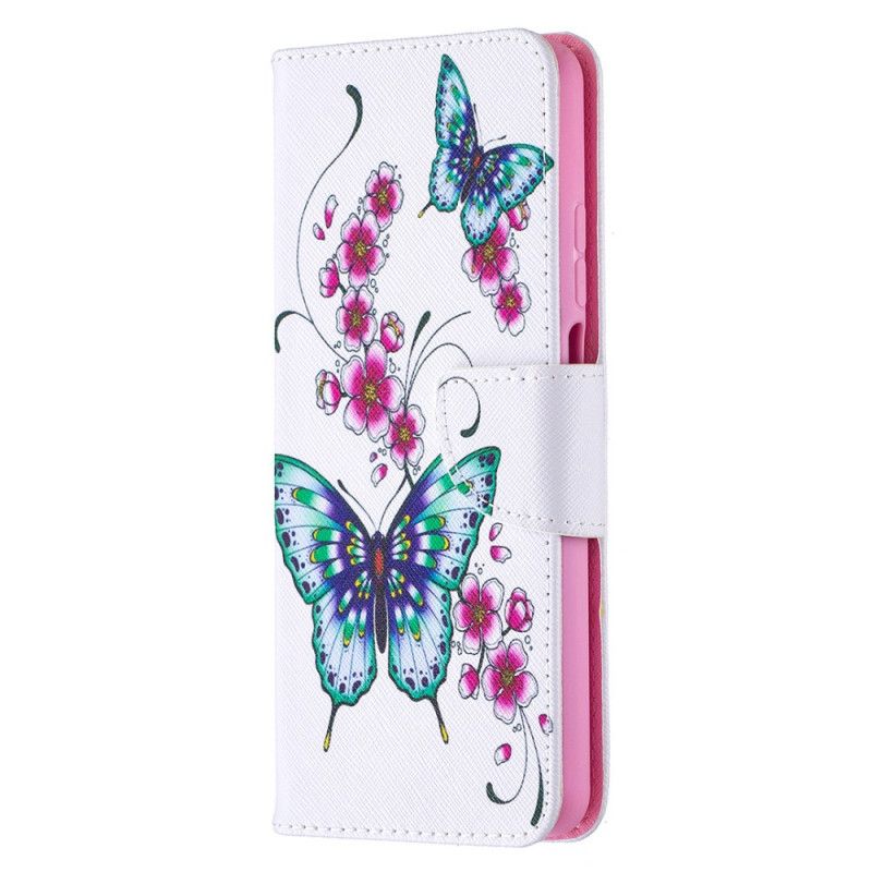 Etui Folio Xiaomi Mi 10T Lite 5G / Redmi Note 9 Pro 5G Ciemnoniebieski Magenta Lot Motyli Etui Ochronne