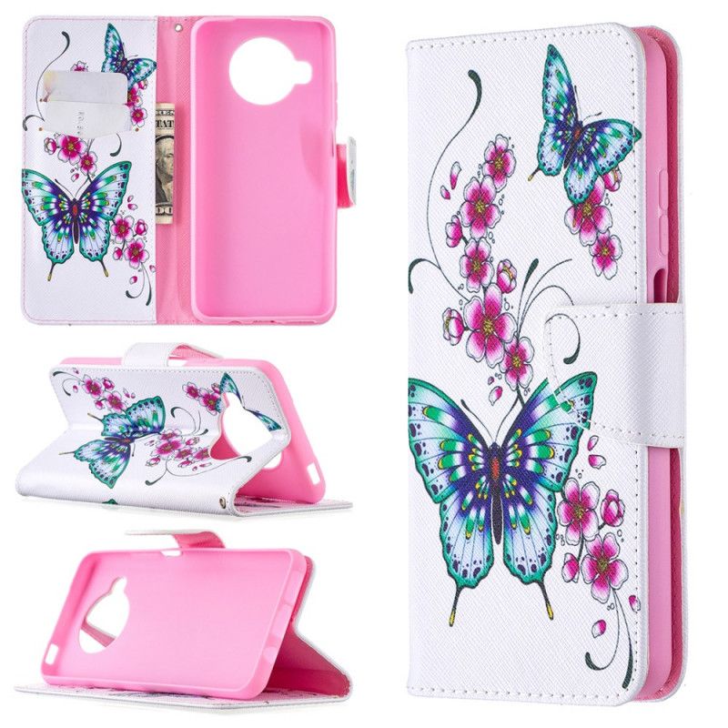 Etui Folio Xiaomi Mi 10T Lite 5G / Redmi Note 9 Pro 5G Ciemnoniebieski Magenta Lot Motyli Etui Ochronne