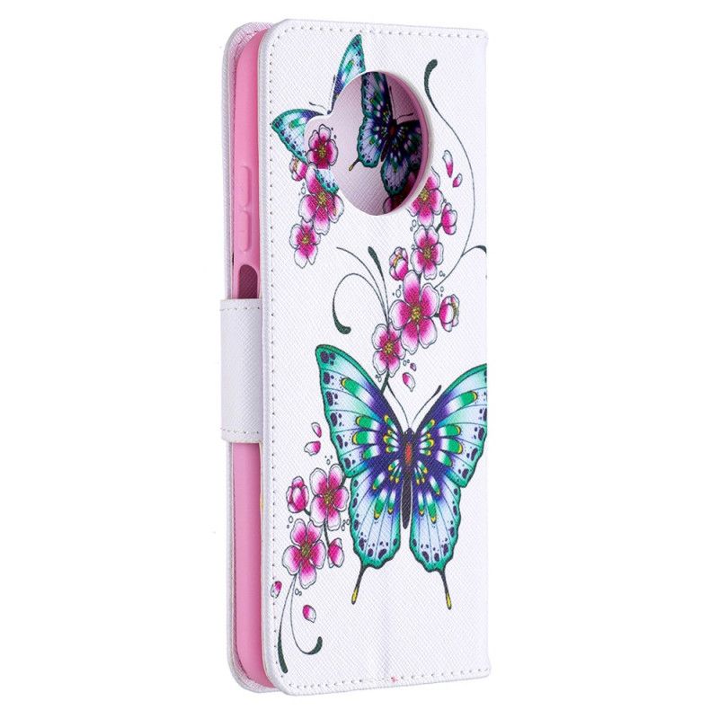 Etui Folio Xiaomi Mi 10T Lite 5G / Redmi Note 9 Pro 5G Ciemnoniebieski Magenta Lot Motyli Etui Ochronne