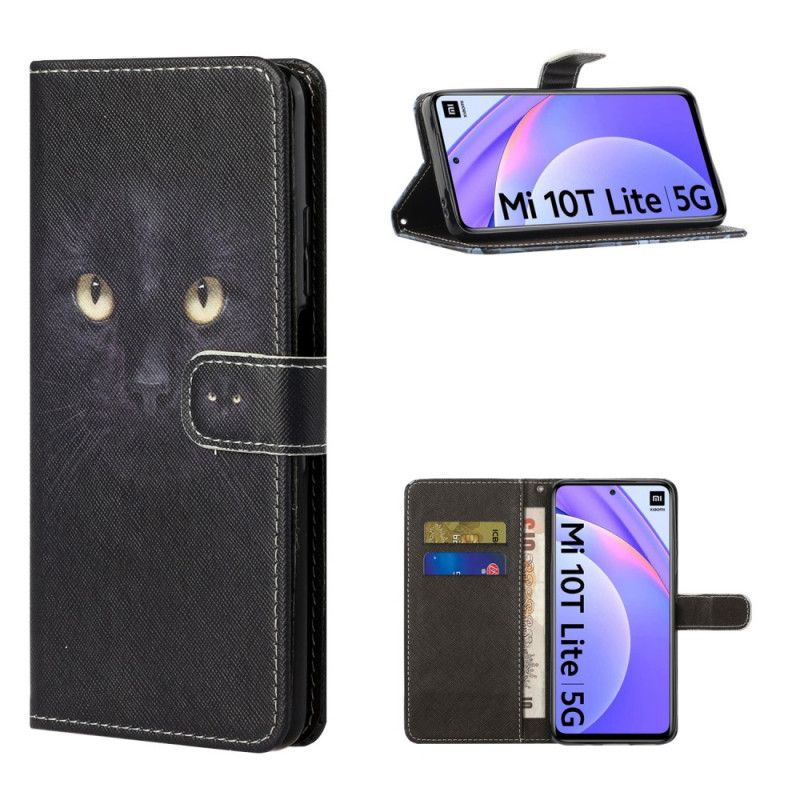 Etui Folio Xiaomi Mi 10T Lite 5G / Redmi Note 9 Pro 5G Czarne Oczy Kota Etui Ochronne