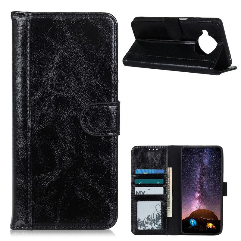 Etui Folio Xiaomi Mi 10T Lite 5G / Redmi Note 9 Pro 5G Czerwony Czarny Dwoina Lakierowana Skóra