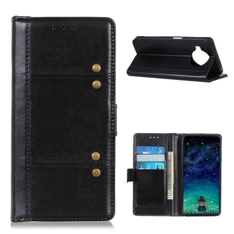 Etui Folio Xiaomi Mi 10T Lite 5G / Redmi Note 9 Pro 5G Czerwony Czarny Efekt Antycznej Skóry