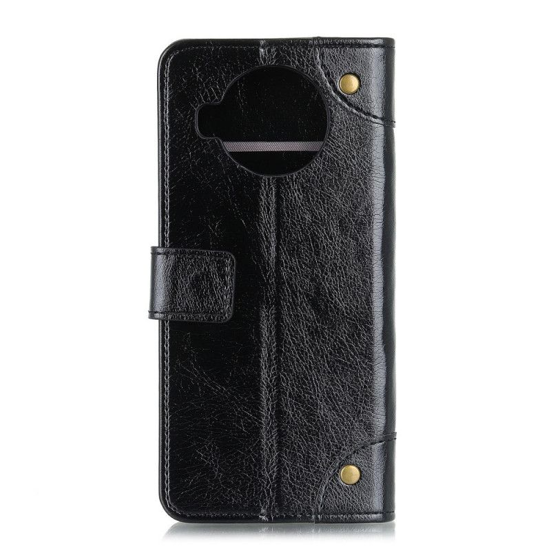 Etui Folio Xiaomi Mi 10T Lite 5G / Redmi Note 9 Pro 5G Czerwony Czarny Efekt Antycznej Skóry Nappa