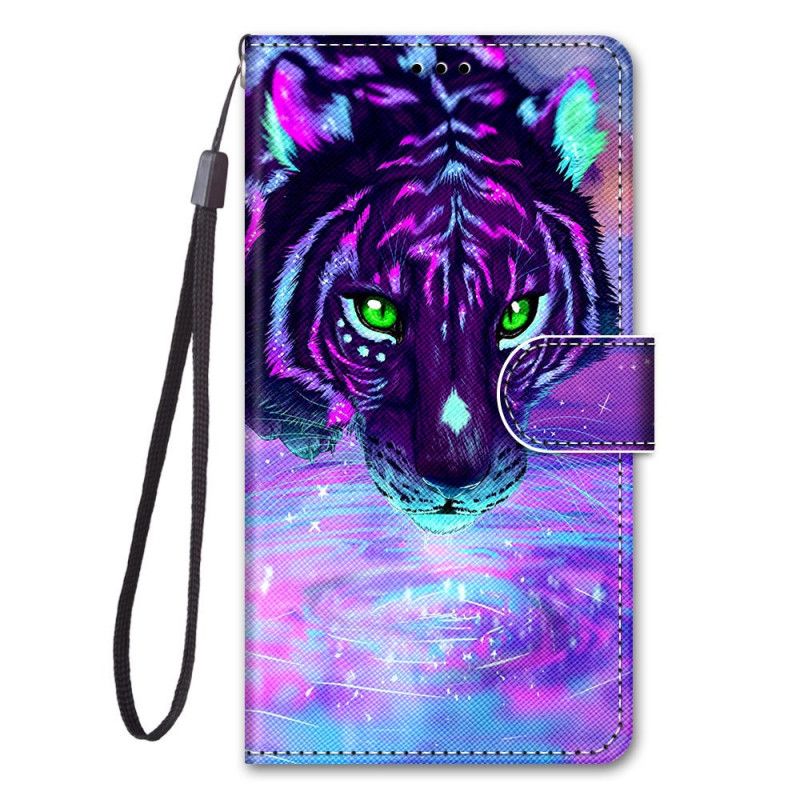 Etui Folio Xiaomi Mi 10T Lite 5G / Redmi Note 9 Pro 5G Fioletowy Szary Kot Ze Stringami Etui Ochronne