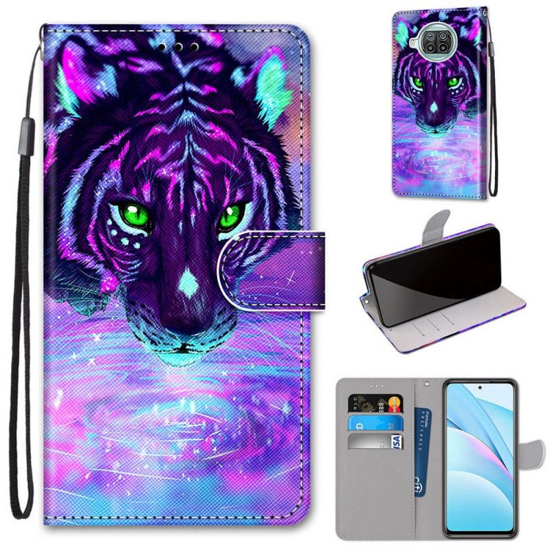 Etui Folio Xiaomi Mi 10T Lite 5G / Redmi Note 9 Pro 5G Fioletowy Szary Kot Ze Stringami Etui Ochronne