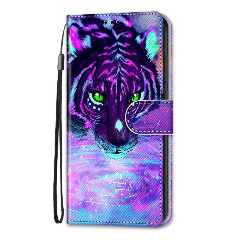 Etui Folio Xiaomi Mi 10T Lite 5G / Redmi Note 9 Pro 5G Fioletowy Szary Kot Ze Stringami Etui Ochronne