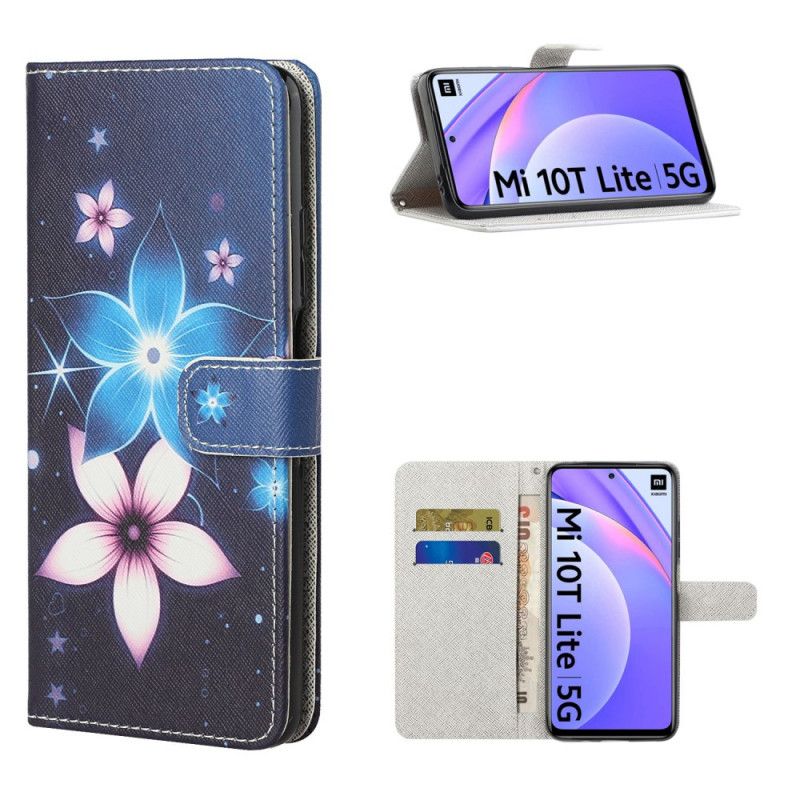 Etui Folio Xiaomi Mi 10T Lite 5G / Redmi Note 9 Pro 5G Księżycowe Kwiaty Ze Stringami Etui Ochronne