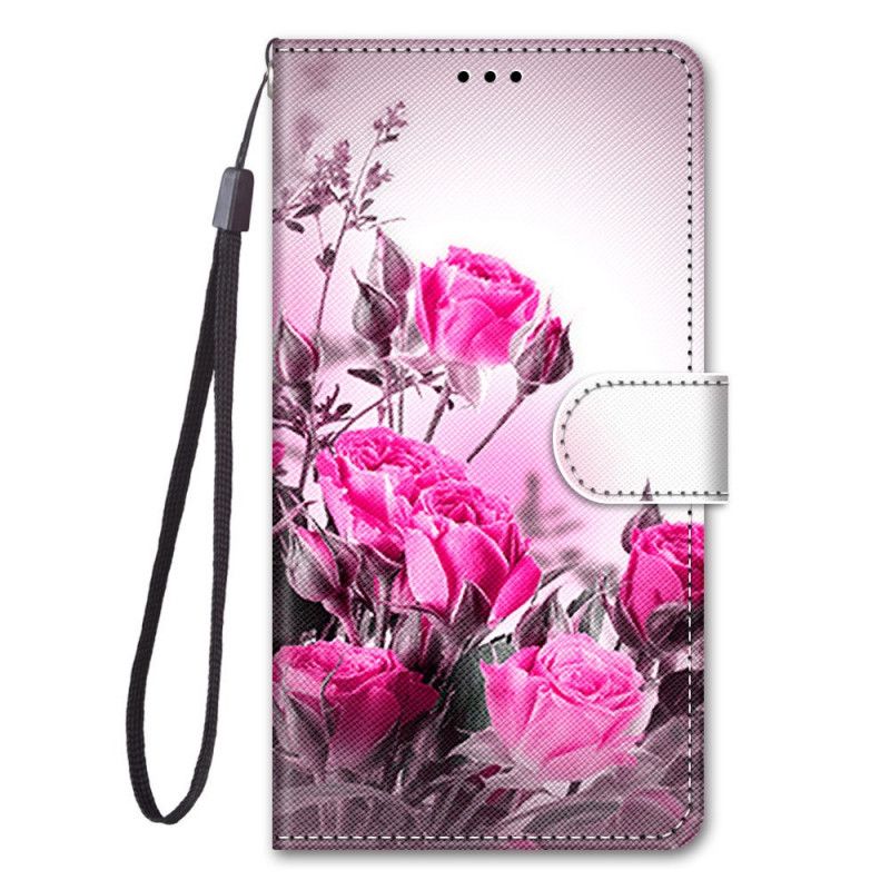 Etui Folio Xiaomi Mi 10T Lite 5G / Redmi Note 9 Pro 5G Magenta Czerwony Tylko Kwiaty Etui Ochronne