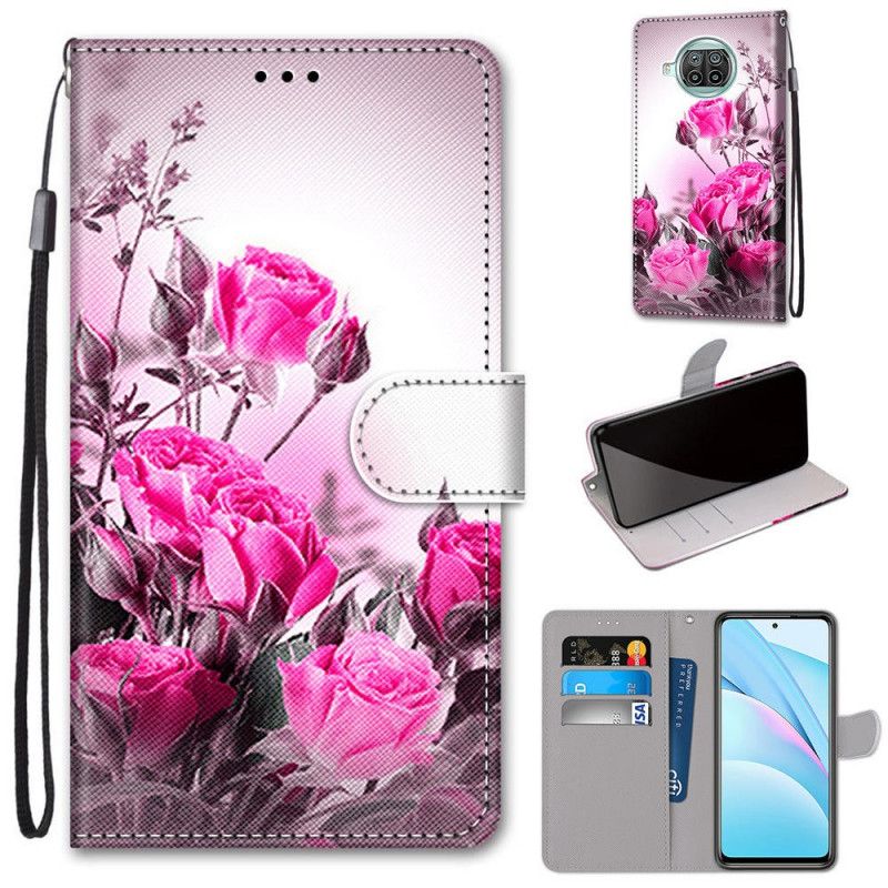 Etui Folio Xiaomi Mi 10T Lite 5G / Redmi Note 9 Pro 5G Magenta Czerwony Tylko Kwiaty Etui Ochronne