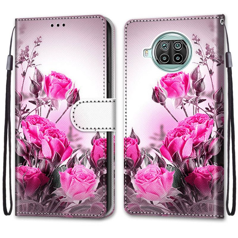 Etui Folio Xiaomi Mi 10T Lite 5G / Redmi Note 9 Pro 5G Magenta Czerwony Tylko Kwiaty Etui Ochronne