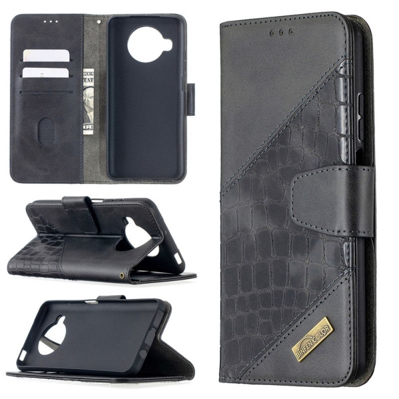 Etui Folio Xiaomi Mi 10T Lite 5G / Redmi Note 9 Pro 5G Szary Czarny Skóra Krokodyla