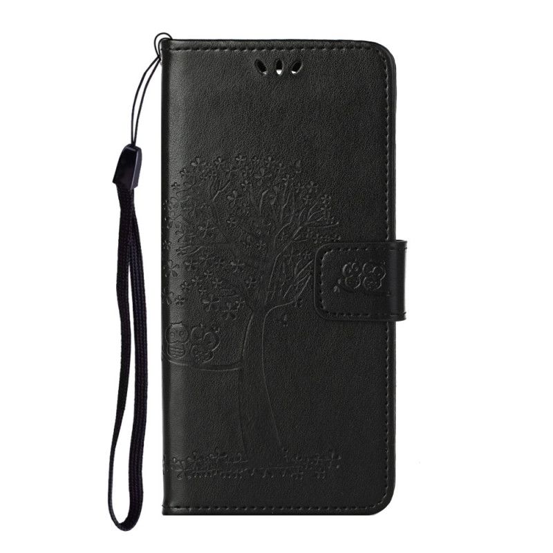 Etui Folio Xiaomi Mi 10T Lite 5G / Redmi Note 9 Pro 5G Szary Czarny Sowy Drzewne I Stringi Etui Ochronne