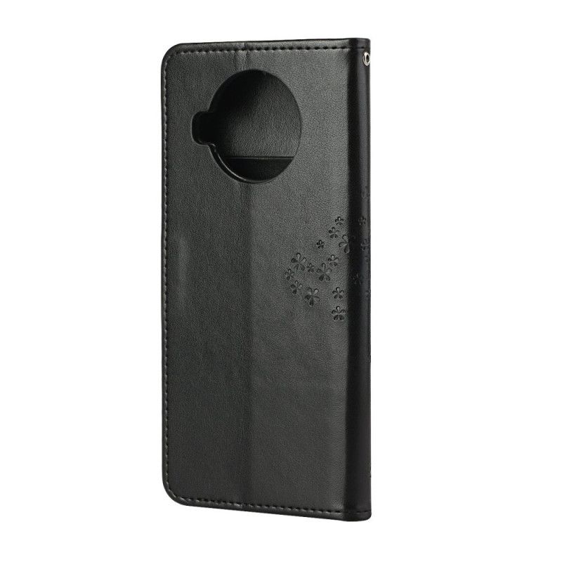 Etui Folio Xiaomi Mi 10T Lite 5G / Redmi Note 9 Pro 5G Szary Czarny Sowy Drzewne I Stringi Etui Ochronne