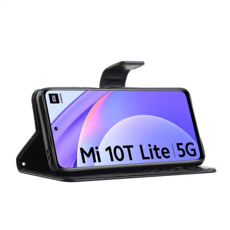 Etui Folio Xiaomi Mi 10T Lite 5G / Redmi Note 9 Pro 5G Szary Czarny Sowy Drzewne I Stringi Etui Ochronne