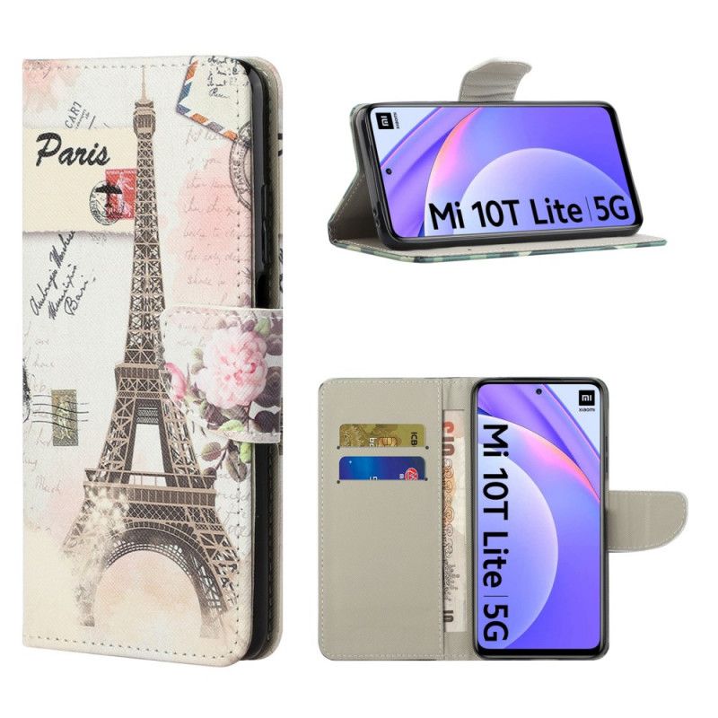 Etui Folio Xiaomi Mi 10T Lite 5G / Redmi Note 9 Pro 5G Wieża Eiffla W Stylu Retro Etui Ochronne