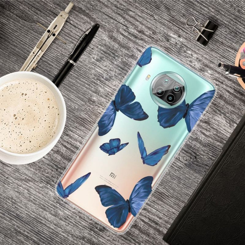 Etui Xiaomi Mi 10T Lite 5G / Redmi Note 9 Pro 5G Ciemnoniebieski Różowy Motyle Motyle