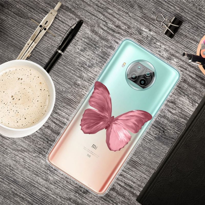 Etui Xiaomi Mi 10T Lite 5G / Redmi Note 9 Pro 5G Ciemnoniebieski Różowy Motyle Motyle