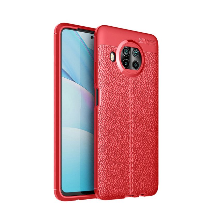 Etui Xiaomi Mi 10T Lite 5G / Redmi Note 9 Pro 5G Czerwony Czarny Efekt Skóry Liczi