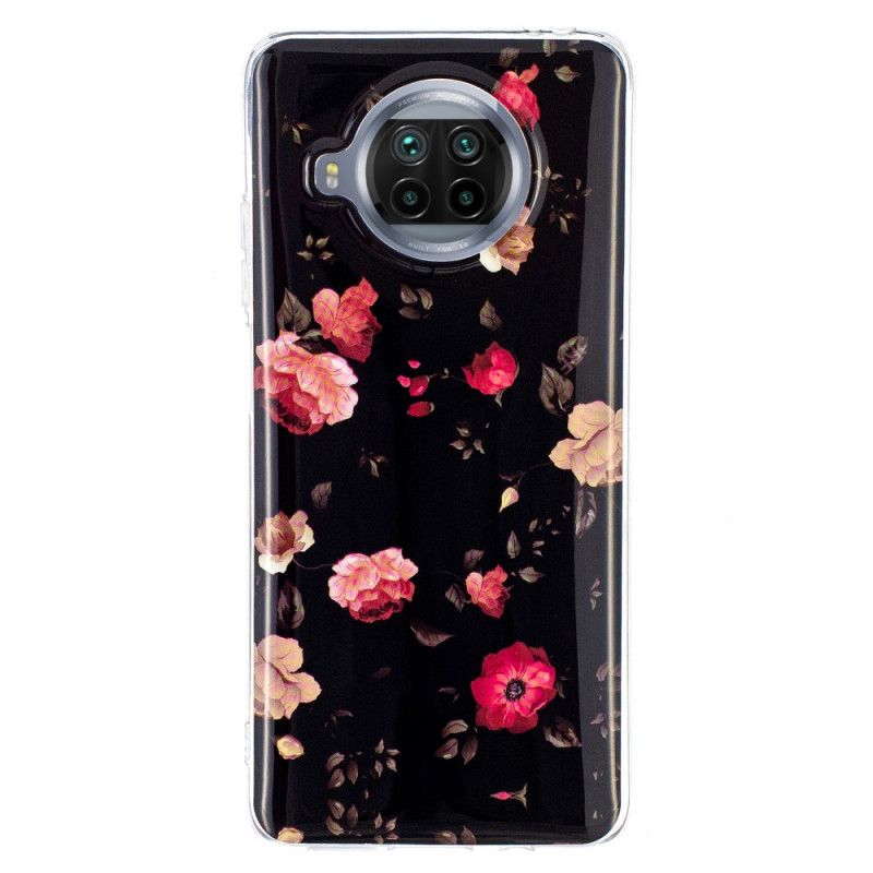 Etui Xiaomi Mi 10T Lite 5G / Redmi Note 9 Pro 5G Czerwony Szary Fluorescencyjne Kwiaty