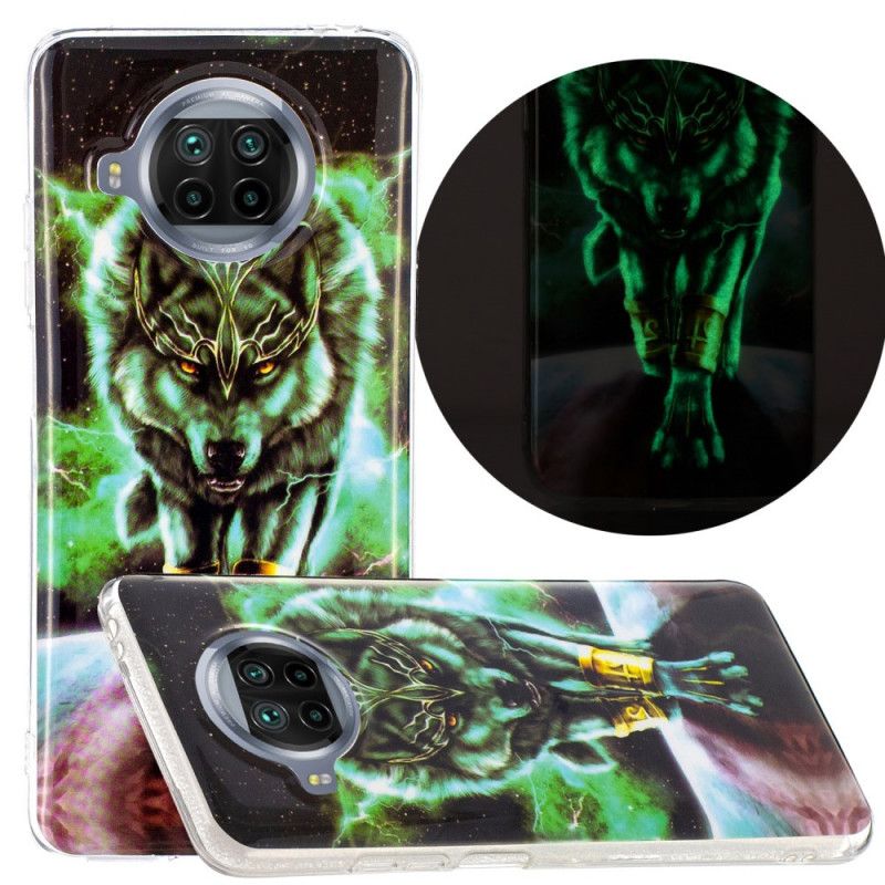 Etui Xiaomi Mi 10T Lite 5G / Redmi Note 9 Pro 5G Granatowy Zielony Fluorescencyjna Seria Wilków Etui Ochronne