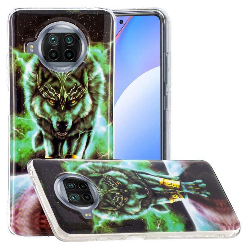 Etui Xiaomi Mi 10T Lite 5G / Redmi Note 9 Pro 5G Granatowy Zielony Fluorescencyjna Seria Wilków Etui Ochronne