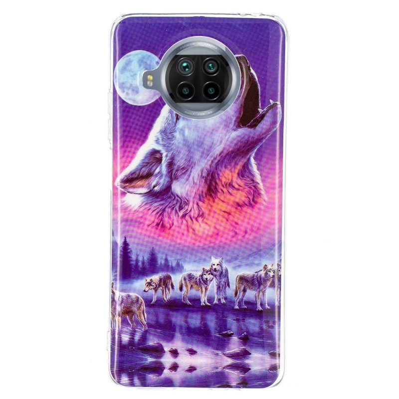 Etui Xiaomi Mi 10T Lite 5G / Redmi Note 9 Pro 5G Granatowy Zielony Fluorescencyjna Seria Wilków Etui Ochronne