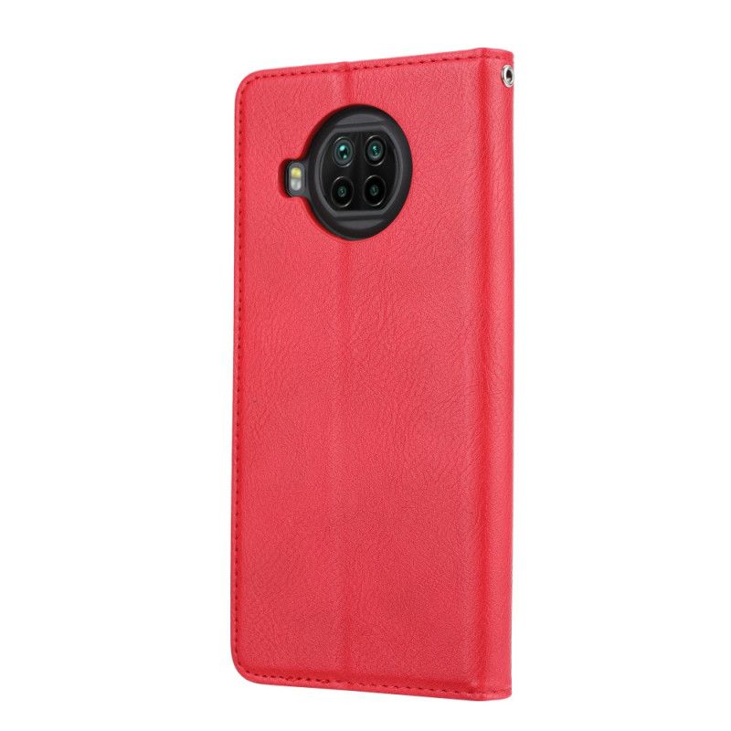 Flip Kotelot Xiaomi Mi 10T Lite 5G / Redmi Note 9 Pro 5G Czerwony Czarny Etui na Telefon Posiadacz Karty