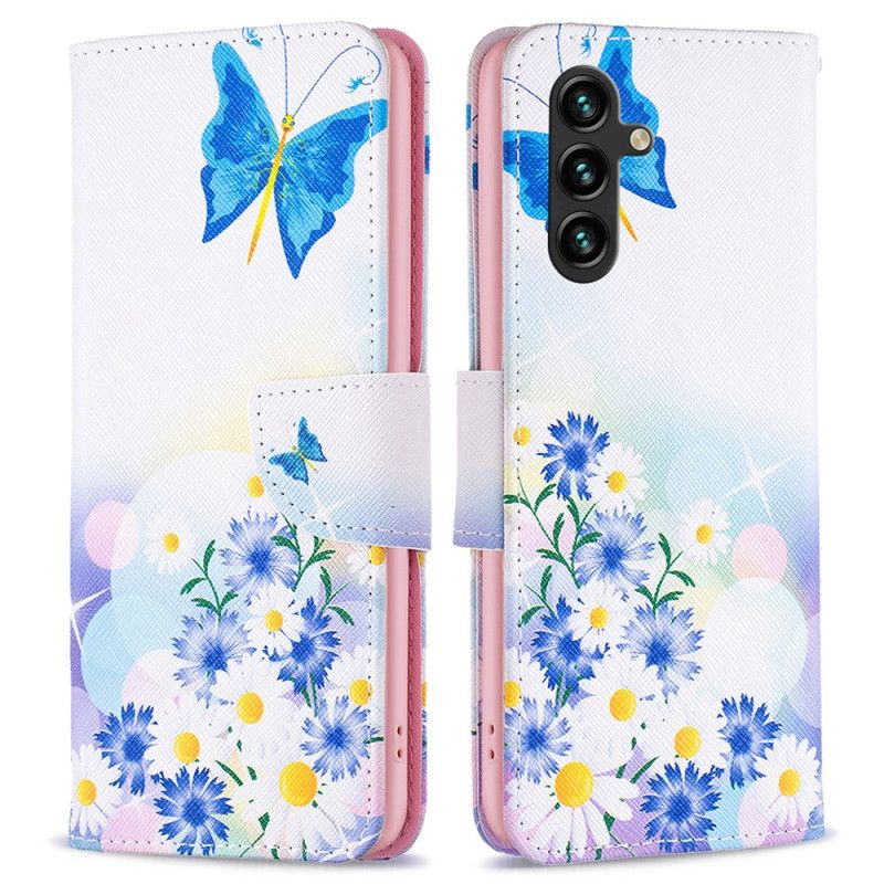 Etui Folio Do Samsung Galaxy A15 Akwarela Z Motylami I Kwiatami