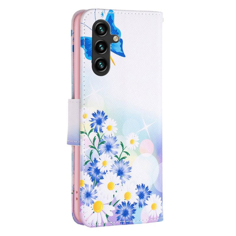 Etui Folio Do Samsung Galaxy A15 Akwarela Z Motylami I Kwiatami