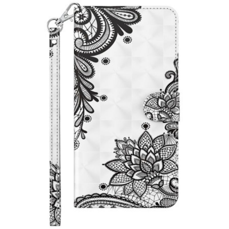 Etui Folio Do Samsung Galaxy A15 Koronkowe Kwiaty Z Paskiem