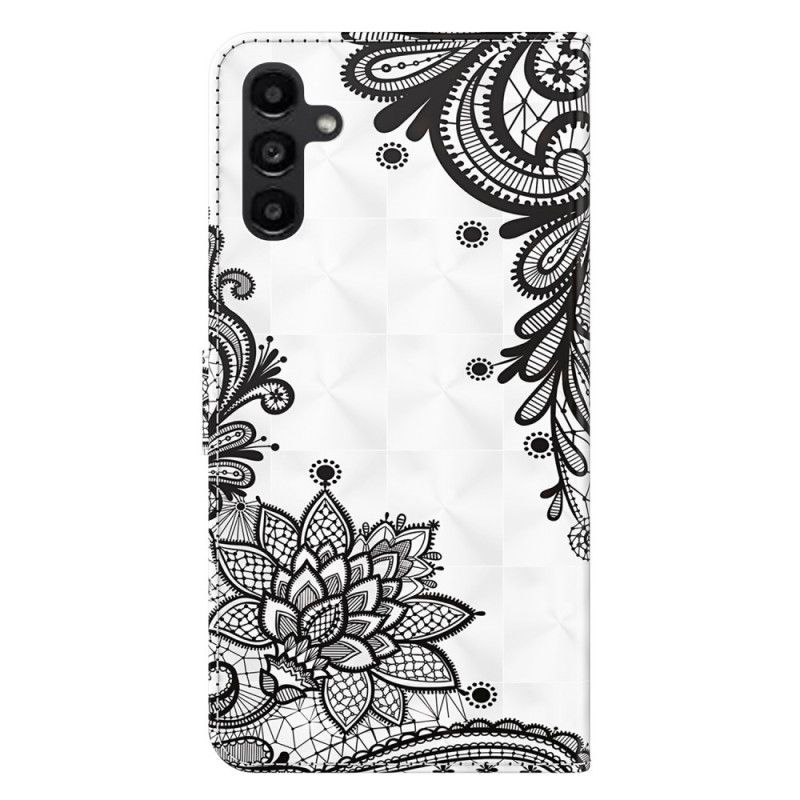 Etui Folio Do Samsung Galaxy A15 Koronkowe Kwiaty Z Paskiem