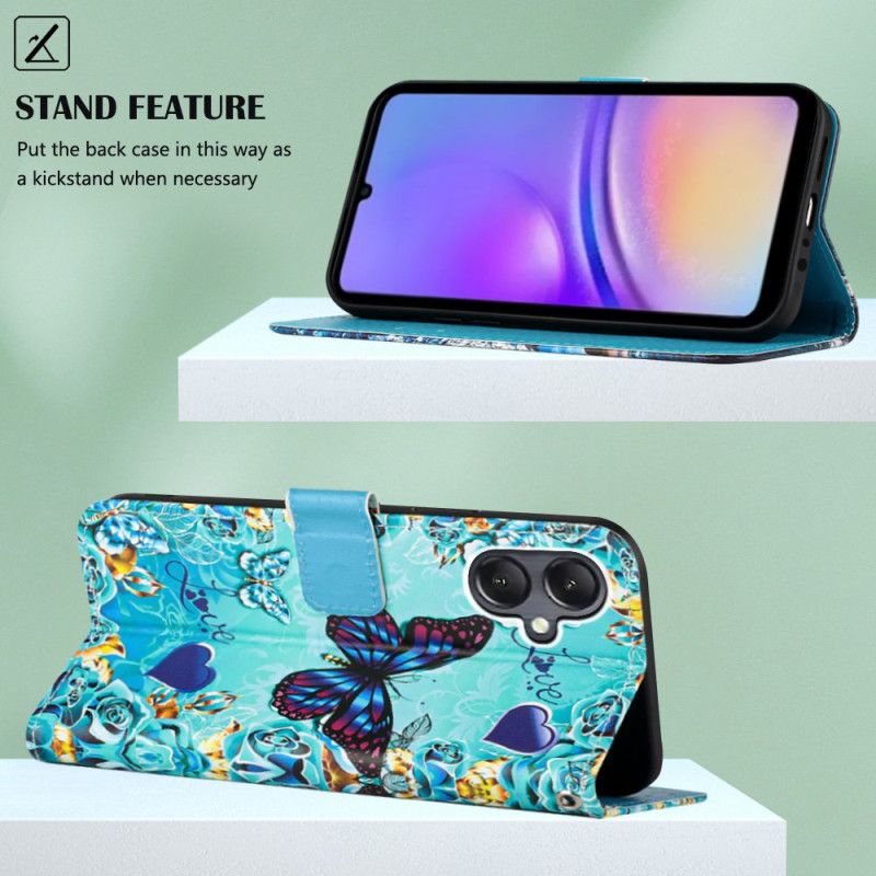 Etui Folio Do Samsung Galaxy A15 Motyle I Serca Z Paskiem