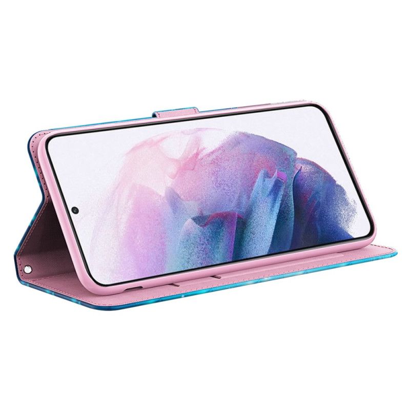 Etui Folio Samsung Galaxy A15 Niebieskie Motyle W Locie Z Paskiem