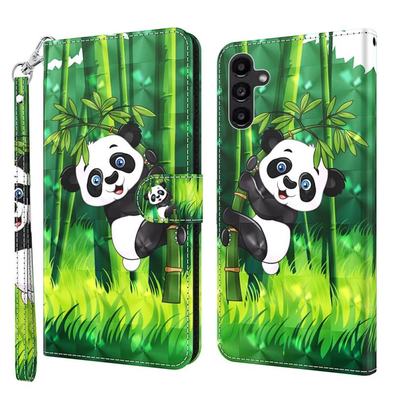 Etui Folio Samsung Galaxy A15 Panda Bambusowa Z Paskiem Etui Ochronne