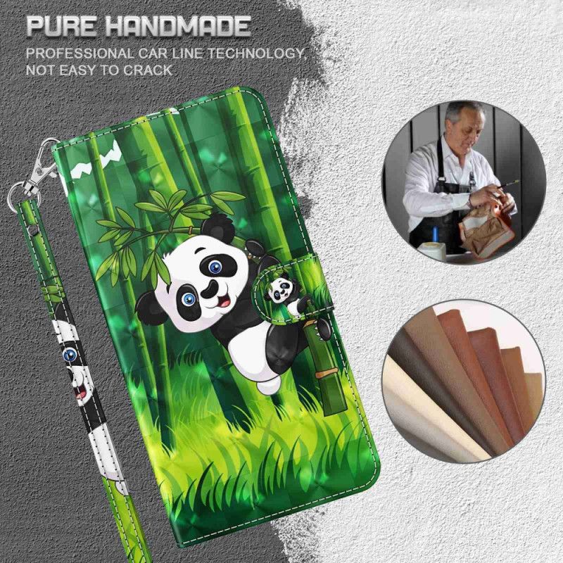 Etui Folio Samsung Galaxy A15 Panda Bambusowa Z Paskiem Etui Ochronne