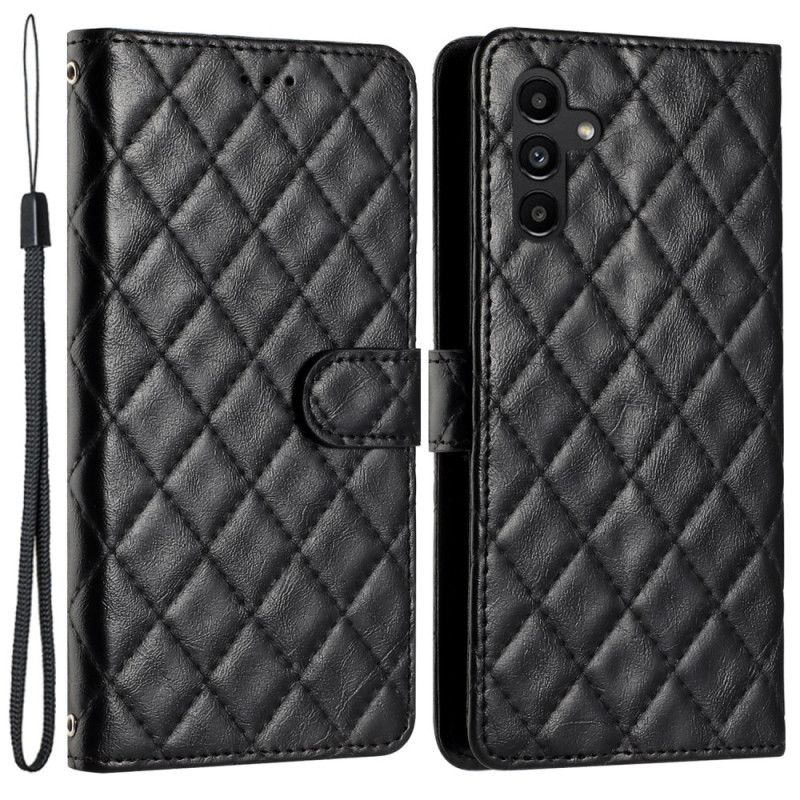 Etui Folio Samsung Galaxy A15 Pikowana Z Paskiem Etui Ochronne